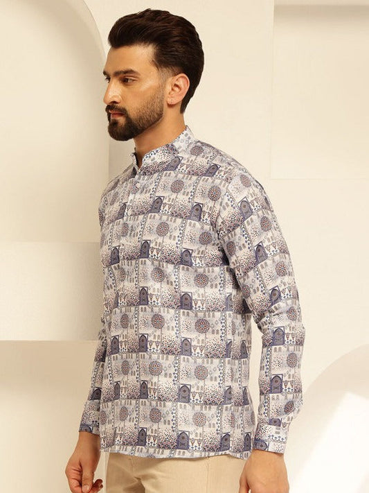 Premium Printed Casual Cotton Shirt for Men – Full Sleeve Stylish Regular Fit Shirt